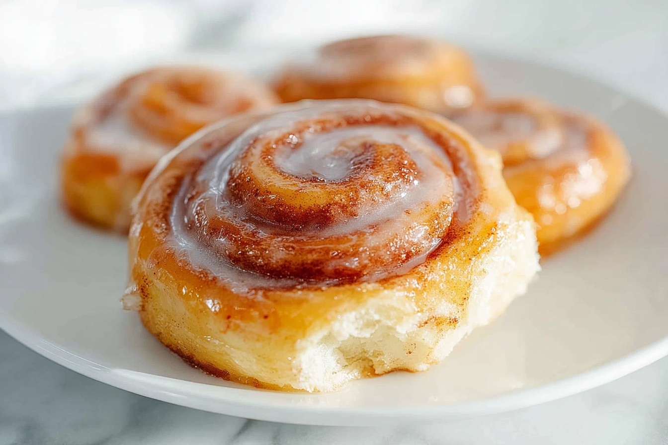 Large white oval ceramic serving tray filled with a freshly baked batch of golden, spiraled cinnamon rolls glazed with a shiny, translucent sweet icing, each roll showing detailed swirls of cinnamon sugar within the soft, fluffy layers. The whole tray is presented on a pristine white marble kitchen countertop with natural soft directional light enhancing the warm tones and inviting texture. Professional food styling emphasizes the enticing, indulgent look of the complete, uncut batch, creating a luxurious and mouth-watering gourmet presentation. REALISTIC STYLE IMAGE| TAGS: High-end food photography, clean composition, dramatic lighting, luxurious, elegant, mouth-watering, indulgent, gourmet | CAMERA: Nikon Z7 | FOCAL LENGTH: 50mm | SHOT TYPE: Close-up | COMPOSITION: 3/4 angle | LIGHTING: Soft directional light | PRODUCTION: Food Stylist | TIME: Daytime I LOCATION TYPE: Kitchen near windows --stylize 150 --ar 3:2