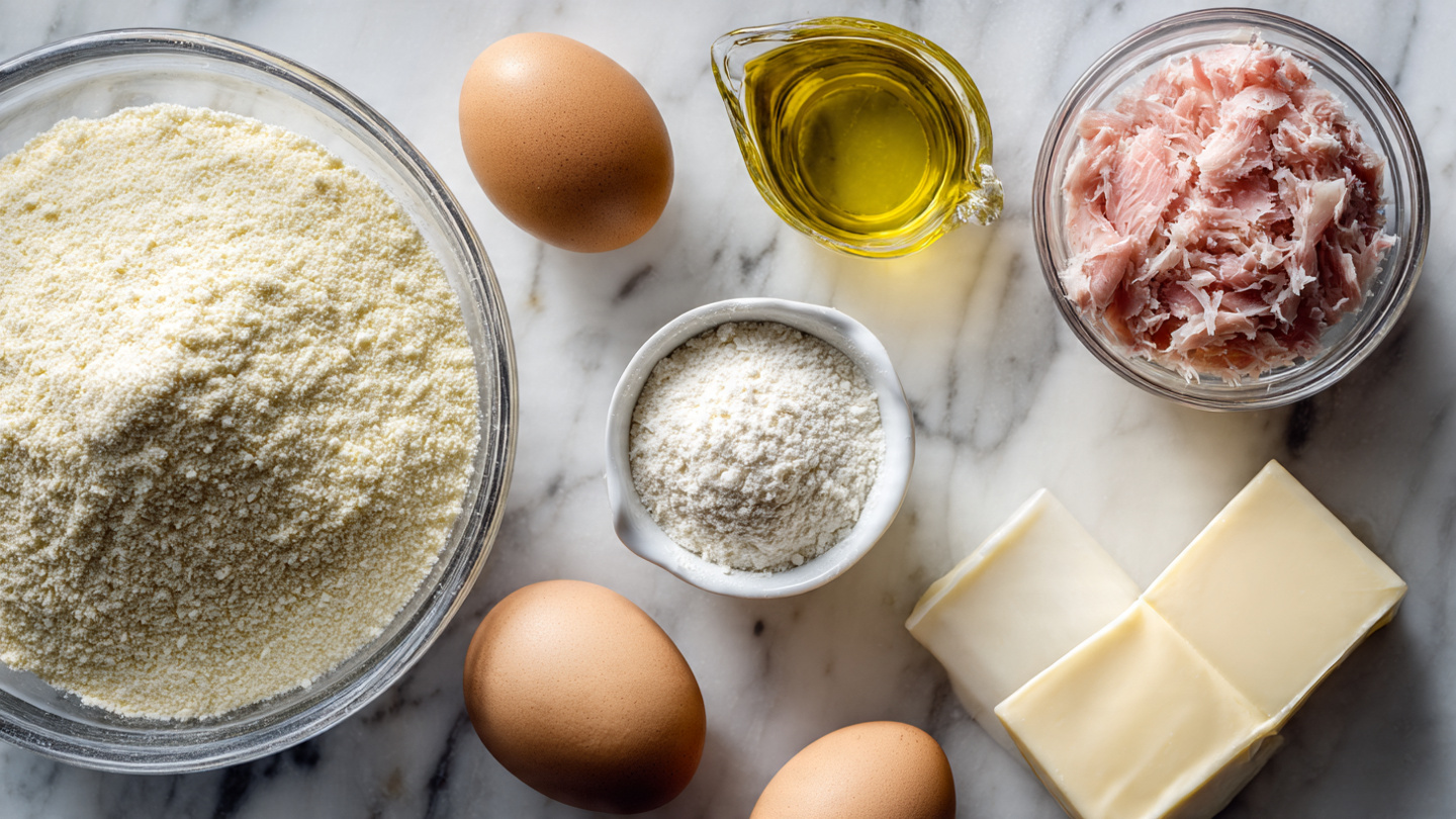 A large white rectangular platter filled with an array of whole Malawach pastries, each generously stuffed with layers of shredded chicken, sliced hard-boiled eggs, fresh herbs, and topped with black olives, showcasing the rich golden-brown fried dough in its entirety. Surrounding the platter, the complete setting includes two full white wide-rimmed bowls of hearty stew with okra, a white ceramic bowl filled with an assortment of pickled vegetables, a square dish of vibrant red dipping sauce with a spoon, and a basket of whole crusty baguette pieces all displayed on a white marble kitchen countertop. The composition is a professional 3/4 angle shot in natural soft directional daylight near kitchen windows with impeccable food styling, capturing the vibrant colors and textures in a luxurious and indulgent setting. REALISTIC STYLE IMAGE| TAGS: High-end food photography, clean composition, dramatic lighting, luxurious, elegant, mouth-watering, indulgent, gourmet | CAMERA: Nikon Z7 | FOCAL LENGTH: 50mm | SHOT TYPE: Close-up | COMPOSITION: 3/4 angle | LIGHTING: Soft directional light | PRODUCTION: Food Stylist | TIME: Daytime I LOCATION TYPE: Kitchen near windows --stylize 150 --ar 3:2