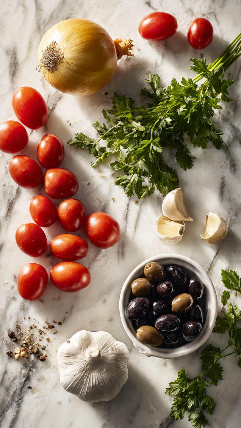 Single white bowl with a close-up view of a plated single serving of spaghetti topped with fresh tomato bruschetta style sauce, showing diced ripe tomatoes, chopped red onions, capers, sliced black olives, and finely chopped herbs. A vibrant green basil leaf crown sits atop the mound of spaghetti, emphasizing freshness. The noodles glisten slightly with olive oil, showcasing the texture and the natural shine, arranged elegantly on a pristine white bowl set on a white marble surface. Natural light highlights the vibrant reds, greens, and yellows, creating an intimate, mouth-watering presentation as if ready to be enjoyed at a cozy kitchen table. REALISTIC STYLE IMAGE| TAGS: High-end food photography, clean composition, dramatic lighting, luxurious, elegant, mouth-watering, indulgent, gourmet | CAMERA: Nikon Z7 | FOCAL LENGTH: 50mm | SHOT TYPE: Close-up | COMPOSITION: 3/4 angle | LIGHTING: Soft directional light | PRODUCTION: Food Stylist | TIME: Daytime I LOCATION TYPE: Kitchen near windows --stylize 150 --ar 3:2