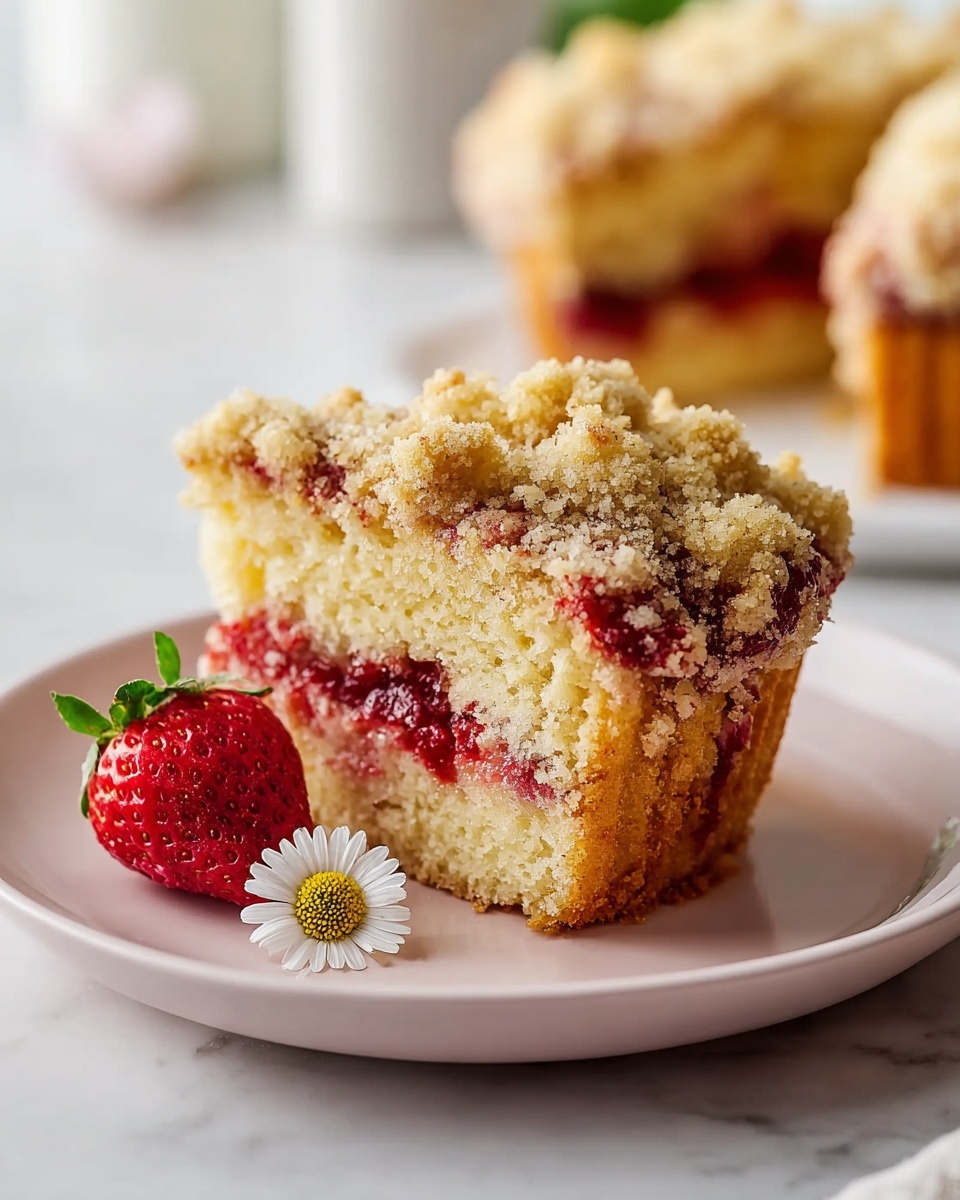A large white oval ceramic serving tray beautifully arranged with a generous bunch of freshly baked strawberry crumb muffins, each muffin topped with a golden, buttery streusel crumble and visible pieces of vibrant red strawberry bursting through the soft cake texture, showcased from a 3/4 angle on a white marble kitchen countertop with natural daylight streaming in, highlighting the moist crumb and crumbly topping in an elegant, high-end food photography style image| TAGS: High-end food photography, clean composition, dramatic lighting, luxurious, elegant, mouth-watering, indulgent, gourmet | CAMERA: Nikon Z7 | FOCAL LENGTH: 50mm | SHOT TYPE: Close-up | COMPOSITION: 3/4 angle | LIGHTING: Soft directional light | PRODUCTION: Food Stylist | TIME: Daytime I LOCATION TYPE: Kitchen near windows --stylize 150 --ar 4:5