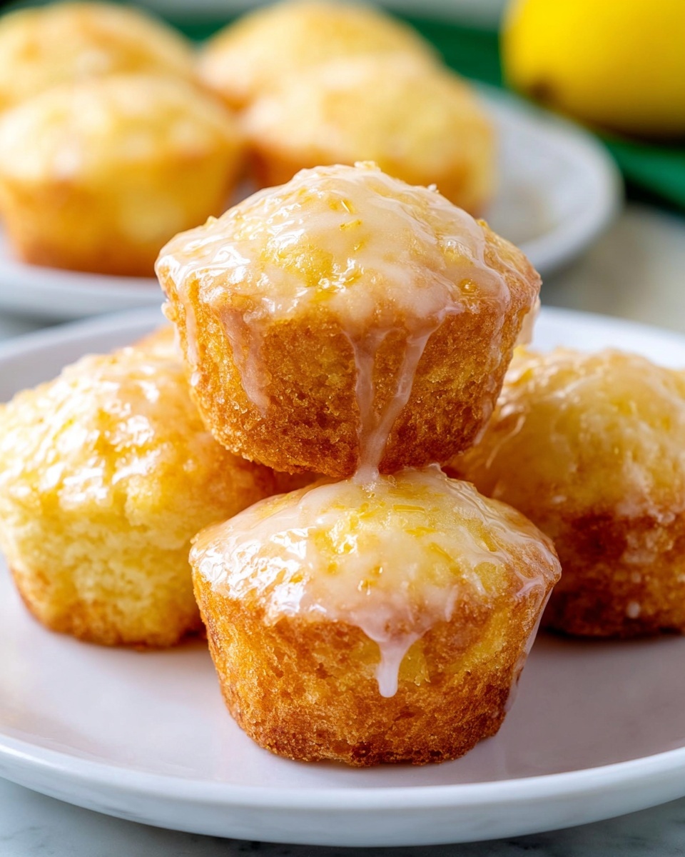Lemon Drop Mini Cakes Recipe 6 A large white oval ceramic serving tray elegantly arranged with a generous bunch of golden lemon glaze cookies, their moist texture and shiny glaze catching natural daylight, each cookie perfectly rounded and clustered together to showcase abundance, set on a pristine white marble kitchen countertop with soft directional lighting highlighting their indulgent, moist surface, styled as a mouth-watering gourmet treat that invites immediate enjoyment. REALISTIC STYLE IMAGE| TAGS: High-end food photography, clean composition, dramatic lighting, luxurious, elegant, mouth-watering, indulgent, gourmet | CAMERA: Nikon Z7 | FOCAL LENGTH: 50mm | SHOT TYPE: Close-up | COMPOSITION: 3/4 angle | LIGHTING: Soft directional light | PRODUCTION: Food Stylist | TIME: Daytime I LOCATION TYPE: Kitchen near windows --stylize 150 --ar 4:5