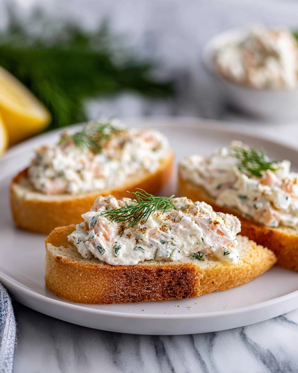 Large white ceramic bowl filled with a generous full serving of creamy tuna salad, mixed with finely chopped herbs and speckled with cracked black pepper, garnished with fresh dill sprigs, placed on a white marble countertop. Surrounding the bowl are multiple slices of golden toasted baguette crisps arranged neatly on a white plate, all captured in a professional 3/4 angle shot with natural soft directional daylight streaming in from nearby windows. The presentation exudes a gourmet, indulgent, and elegant vibe, styled by a food expert to highlight freshness and texture. REALISTIC STYLE IMAGE| TAGS: High-end food photography, clean composition, dramatic lighting, luxurious, elegant, mouth-watering, indulgent, gourmet | CAMERA: Nikon Z7 | FOCAL LENGTH: 50mm | SHOT TYPE: Close-up | COMPOSITION: 3/4 angle | LIGHTING: Soft directional light | PRODUCTION: Food Stylist | TIME: Daytime I LOCATION TYPE: Kitchen near windows --stylize 150 --ar 4:5