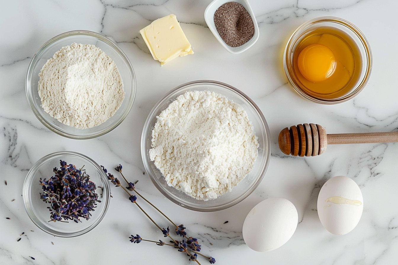 A complete, whole lavender cupcake cake arranged elegantly on a large white ceramic serving tray, featuring an array of perfectly frosted cupcakes with swirls of creamy white icing and delicate purple edible flowers and lavender sprigs as decoration, the cupcakes uniformly decorated to showcase their soft texture and the subtle lavender filling visible inside each, captured in a professional 3/4 angle shot on a white marble kitchen countertop with natural daylight highlighting the intricate piping and floral garnishes, exuding a luxurious, mouth-watering gourmet presentation. REALISTIC STYLE IMAGE| TAGS: High-end food photography, clean composition, dramatic lighting, luxurious, elegant, mouth-watering, indulgent, gourmet | CAMERA: Nikon Z7 | FOCAL LENGTH: 50mm | SHOT TYPE: Close-up | COMPOSITION: 3/4 angle | LIGHTING: Soft directional light | PRODUCTION: Food Stylist | TIME: Daytime I LOCATION TYPE: Kitchen near windows --stylize 150 --ar 4:5