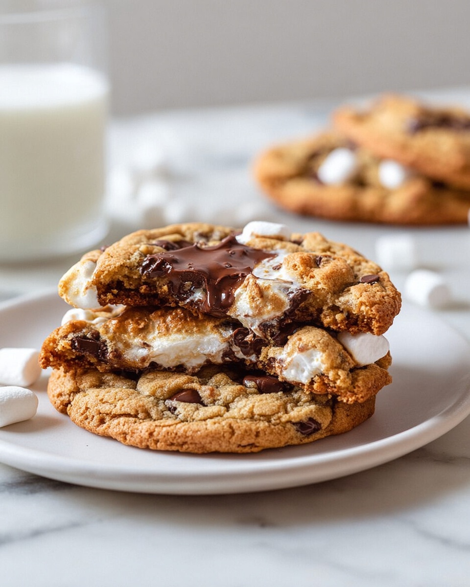 A large white oval ceramic serving tray filled with a full batch of freshly baked s'mores cookies, each golden-brown cookie generously studded with melted marshmallows, melted Hershey’s chocolate chunks, and crisp pieces of graham crackers scattered across the entire tray, arranged in neat rows on a white marble kitchen countertop under natural soft directional daylight, styled to showcase the irresistible, gooey toppings and perfectly baked texture of each cookie. REALISTIC STYLE IMAGE| TAGS: High-end food photography, clean composition, dramatic lighting, luxurious, elegant, mouth-watering, indulgent, gourmet | CAMERA: Nikon Z7 | FOCAL LENGTH: 50mm | SHOT TYPE: Close-up | COMPOSITION: 3/4 angle | LIGHTING: Soft directional light | PRODUCTION: Food Stylist | TIME: Daytime I LOCATION TYPE: Kitchen near windows --stylize 150 --ar 4:5