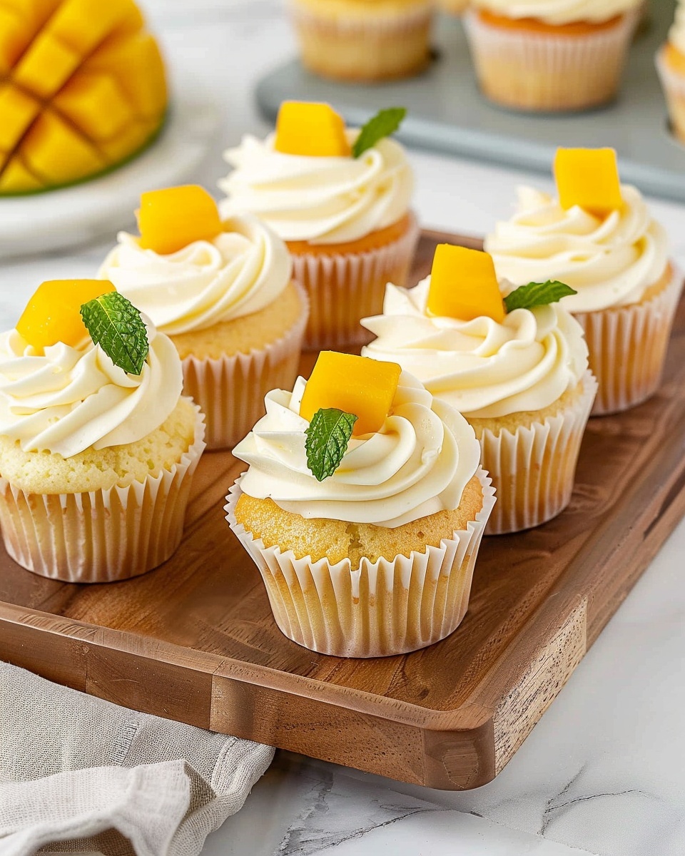 Mango Cupcakes with Swiss Meringue Buttercream and Mango Curd Recipe