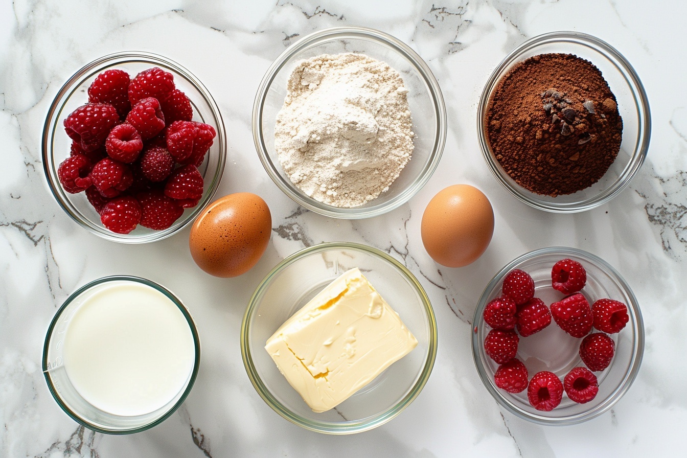 Single white plate showcasing one sliced chocolate cupcake with a moist, rich dark chocolate crumb interior visible, topped with a swirl of creamy pink raspberry frosting and a bright red raspberry jam filling in the center, garnished with a fresh raspberry on top, close-up 3/4 angle revealing the soft texture of the cake and smooth frosting, set on a white marble surface with natural soft directional daylight coming from nearby windows, styled elegantly like a gourmet food blog presentation, steam faintly rising around the slice, inviting and indulgent. REALISTIC STYLE IMAGE| TAGS: High-end food photography, clean composition, dramatic lighting, luxurious, elegant, mouth-watering, indulgent, gourmet | CAMERA: Nikon Z7 | FOCAL LENGTH: 50mm | SHOT TYPE: Close-up | COMPOSITION: 3/4 angle | LIGHTING: Soft directional light | PRODUCTION: Food Stylist | TIME: Daytime I LOCATION TYPE: Kitchen near windows --stylize 150 --ar 4:5
