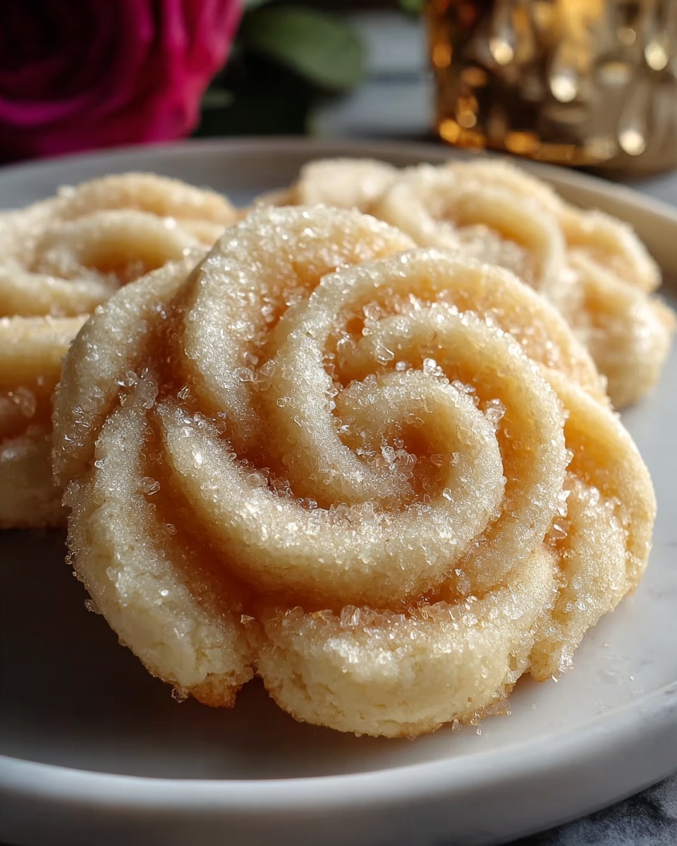Large white oval ceramic serving tray filled with a full assortment of intricately shaped rose sugar cookies, each delicately dusted with a fine layer of sparkling granulated sugar that catches the soft natural light, arranged elegantly across the tray to showcase their uniform size and precise floral design, photographed from a 3/4 angle above on a pristine white marble kitchen countertop, styled with professional food photography standards for a luxurious, indulgent presentation, capturing the texture and inviting simplicity of the cookies in a magazine-hero hero shot. REALISTIC STYLE IMAGE| TAGS: High-end food photography, clean composition, dramatic lighting, luxurious, elegant, mouth-watering, indulgent, gourmet | CAMERA: Nikon Z7 | FOCAL LENGTH: 50mm | SHOT TYPE: Close-up | COMPOSITION: 3/4 angle | LIGHTING: Soft directional light | PRODUCTION: Food Stylist | TIME: Daytime I LOCATION TYPE: Kitchen near windows --stylize 150 --ar 4:5