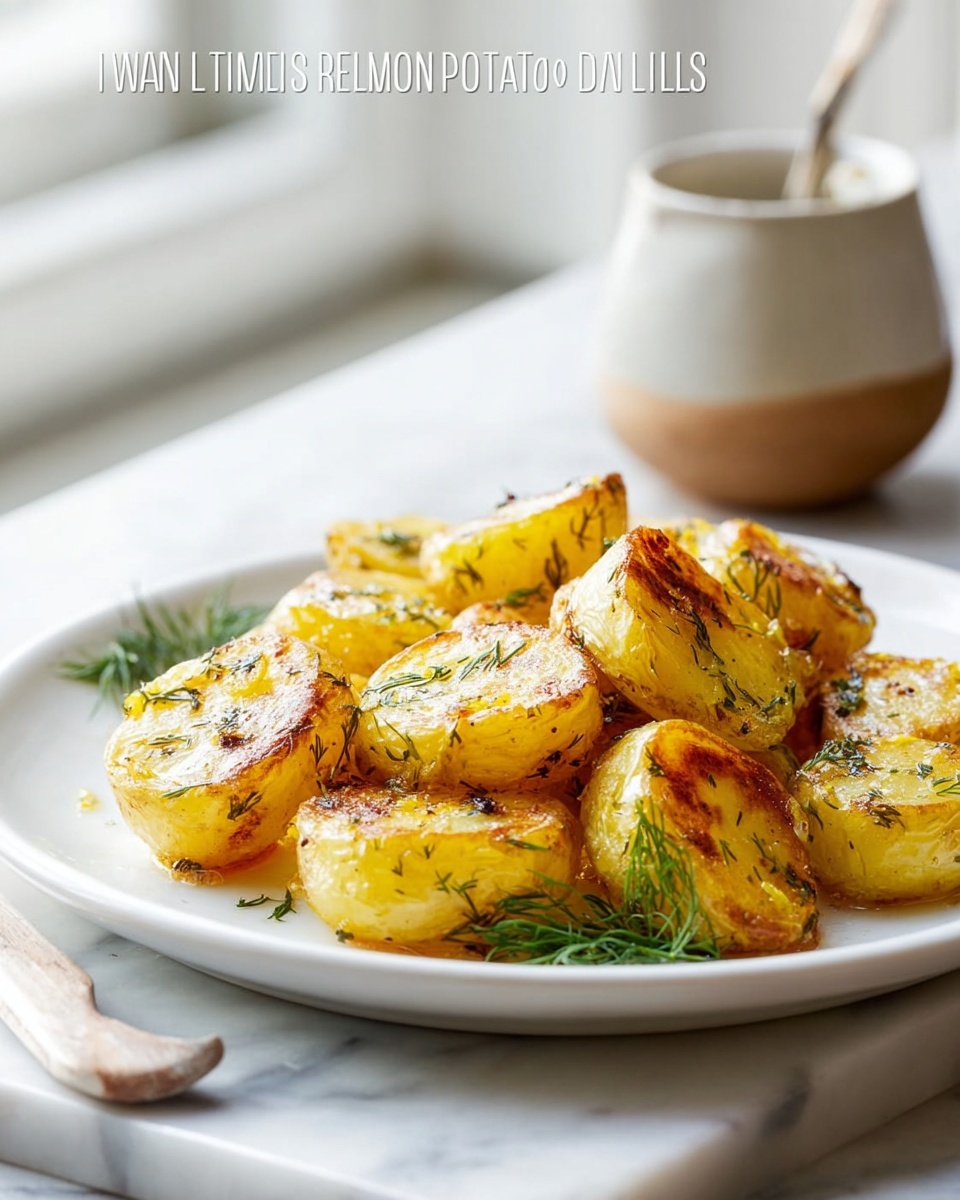 Large white rectangular serving dish filled with whole pan-roasted golden baby potatoes tossed in fresh dill and lemon zest, glistening with olive oil and sprinkled with herbs, displayed on a pristine white marble countertop with natural daytime light illuminating the dish, styled to emphasize the warm crispy skin and vibrant yellow hue of the potatoes, shot from a 3/4 angle showcasing the entire serving platter as a hearty side dish. REALISTIC STYLE IMAGE| TAGS: High-end food photography, clean composition, dramatic lighting, luxurious, elegant, mouth-watering, indulgent, gourmet | CAMERA: Nikon Z7 | FOCAL LENGTH: 50mm | SHOT TYPE: Close-up | COMPOSITION: 3/4 angle | LIGHTING: Soft directional light | PRODUCTION: Food Stylist | TIME: Daytime I LOCATION TYPE: Kitchen near windows --stylize 150 --ar 4:5