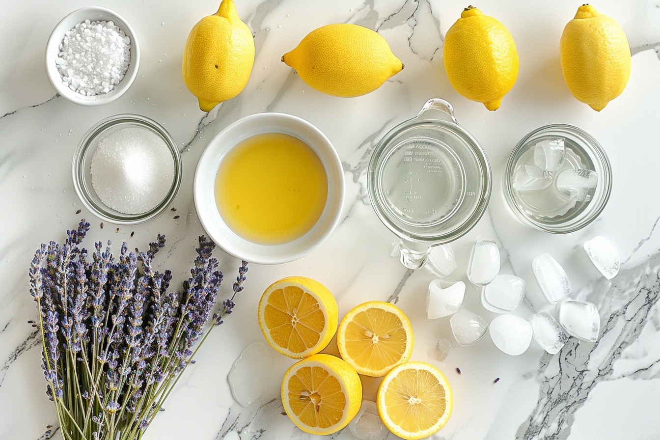 Single white ceramic glass containing a refreshing herb-infused iced beverage with visible ice cubes and a thin lemon slice submerged in the clear liquid, garnished with a vibrant sprig of fresh lavender featuring tiny purple blossoms, set on a white marble surface with soft natural daylight highlighting condensation on the glass, styled with an elegant and clean composition, close-up shot emphasizing the delicate texture of the flower and the cool, crisp drink interior, ready to enjoy as an individual serving. REALISTIC STYLE IMAGE| TAGS: High-end food photography, clean composition, dramatic lighting, luxurious, elegant, mouth-watering, indulgent, gourmet | CAMERA: Nikon Z7 | FOCAL LENGTH: 50mm | SHOT TYPE: Close-up | COMPOSITION: 3/4 angle | LIGHTING: Soft directional light | PRODUCTION: Food Stylist | TIME: Daytime I LOCATION TYPE: Kitchen near windows --stylize 150  --ar 4:5