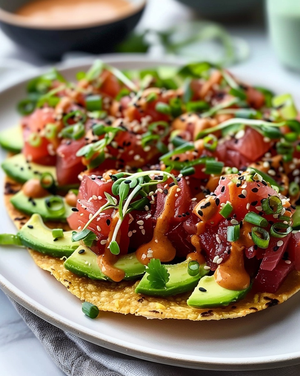 Spicy Tuna Tartare Tostada with Chipotle Mayo Recipe