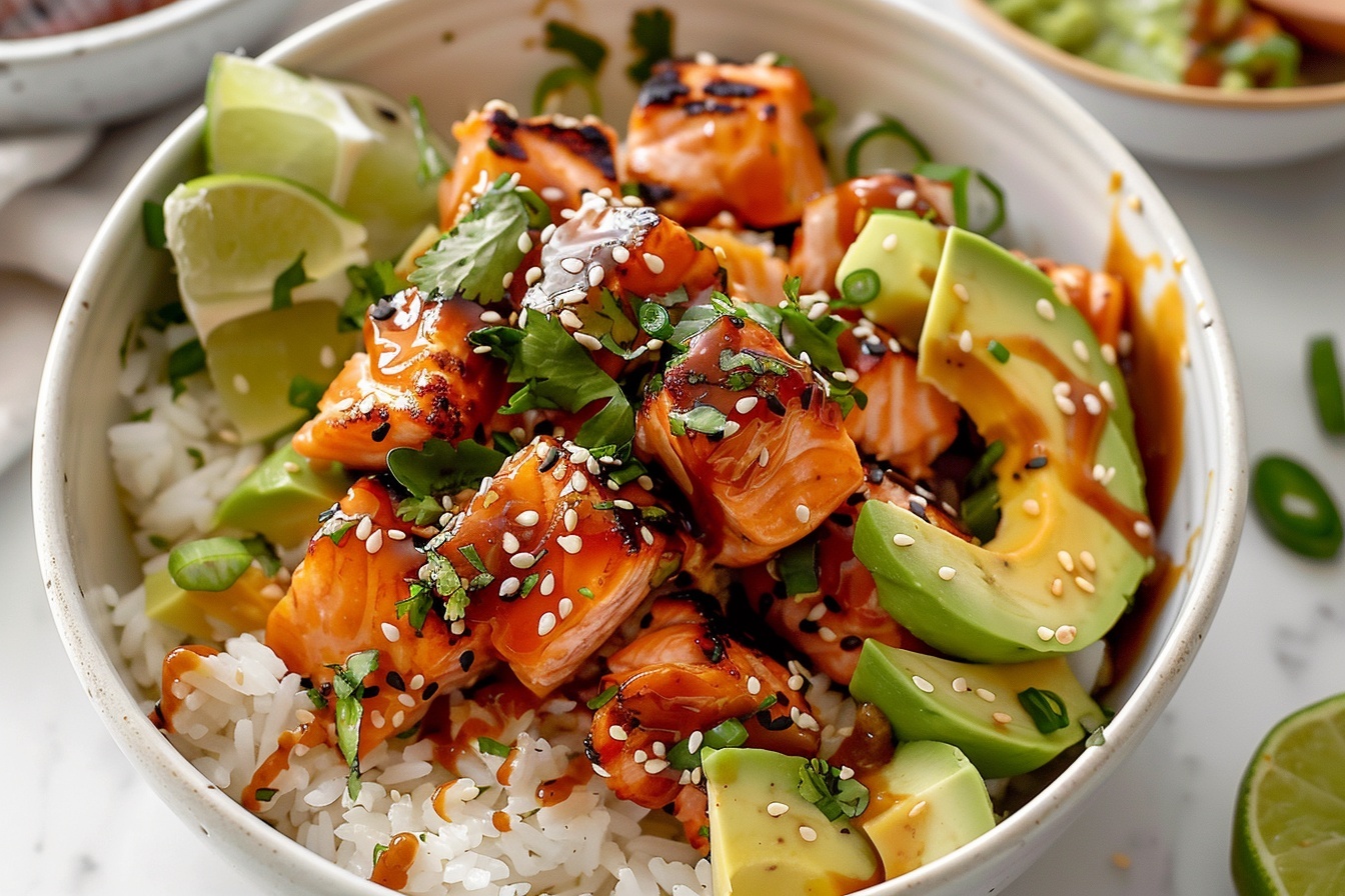 Honey Glazed Salmon Rice Bowls Recipe