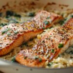 One Skillet Salmon with Lemon Orzo Recipe
