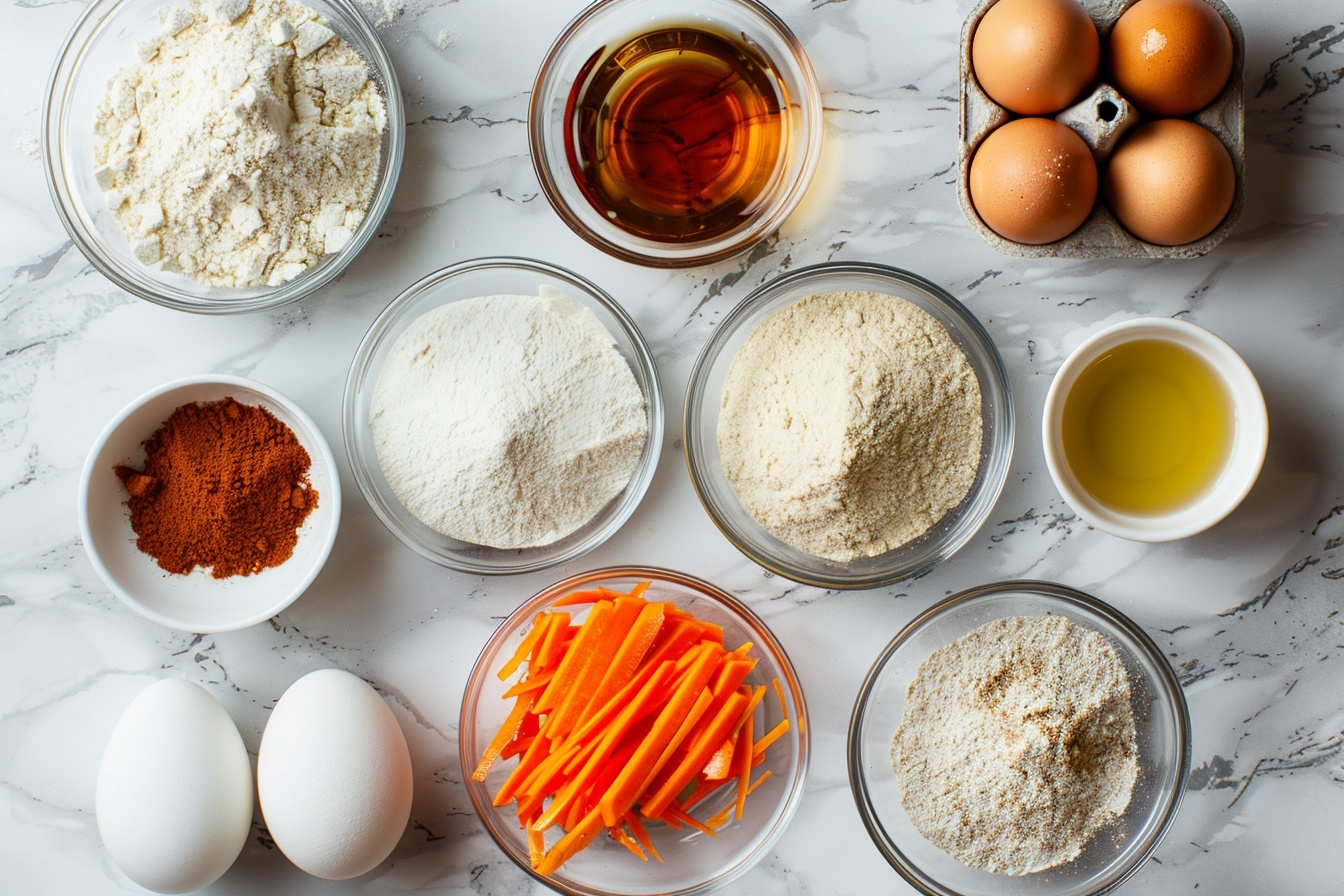 A whole, classic carrot cake presented on a white ceramic cake stand, thickly layered with creamy white frosting between two moist spiced cake layers thoroughly coated with chopped walnuts pressed onto the sides. The top is fully decorated with evenly piped swirls of frosting, each topped with small, intricately crafted carrot-shaped marzipan pieces accented with delicate fresh parsley greens, creating a festive and visually stunning centerpiece. The setting is a bright white marble countertop with natural daylight softly illuminating the scene, styled professionally to highlight the rich textures, vibrant colors, and intricate details of this indulgent, homemade dessert. REALISTIC STYLE IMAGE| TAGS: High-end food photography, clean composition, dramatic lighting, luxurious, elegant, mouth-watering, indulgent, gourmet | CAMERA: Nikon Z7 | FOCAL LENGTH: 50mm | SHOT TYPE: Close-up | COMPOSITION: 3/4 angle | LIGHTING: Soft directional light | PRODUCTION: Food Stylist | TIME: Daytime I LOCATION TYPE: Kitchen near windows --stylize 150 --ar 4:5