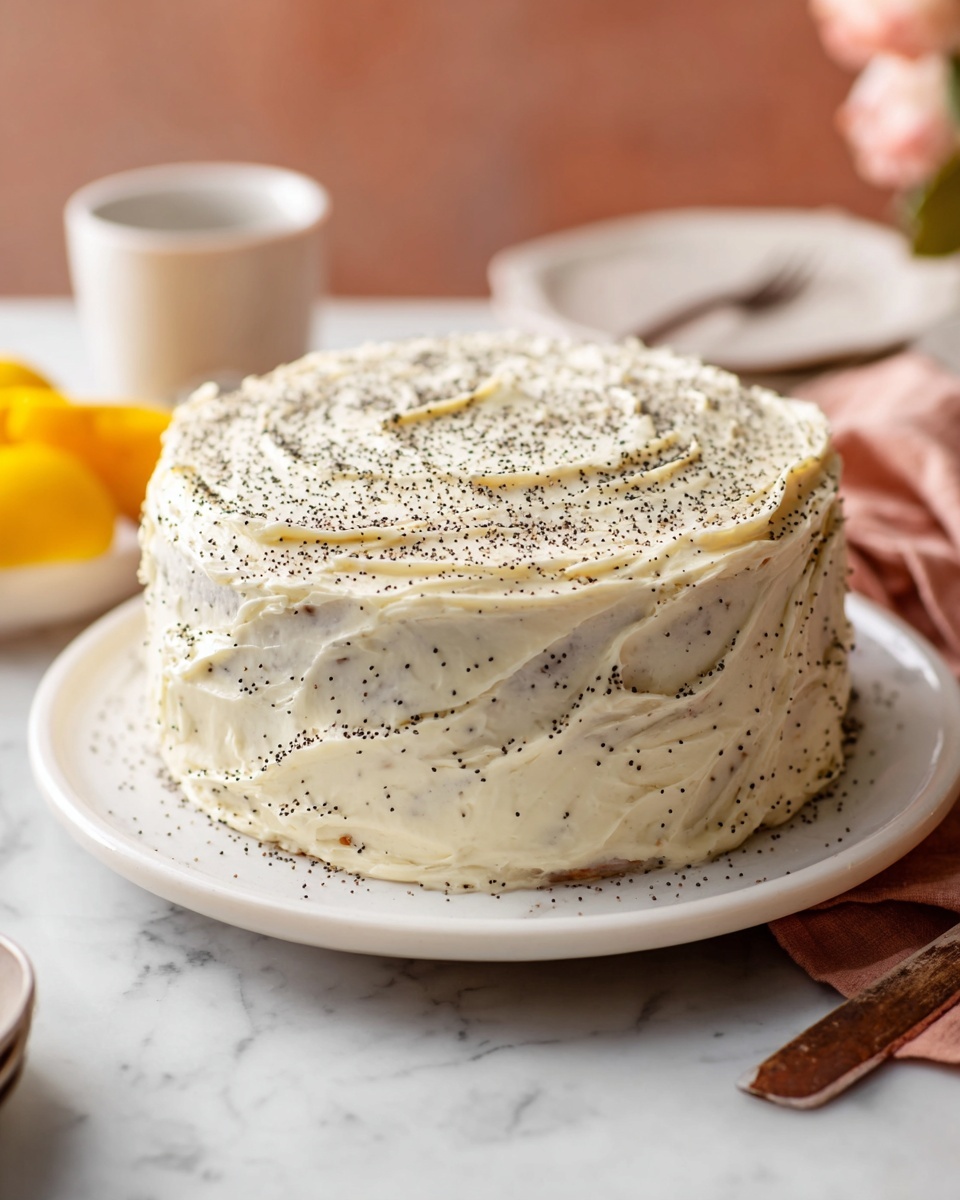 Moist Lemon Poppyseed Layer Cake with Cream Cheese Frosting Recipe