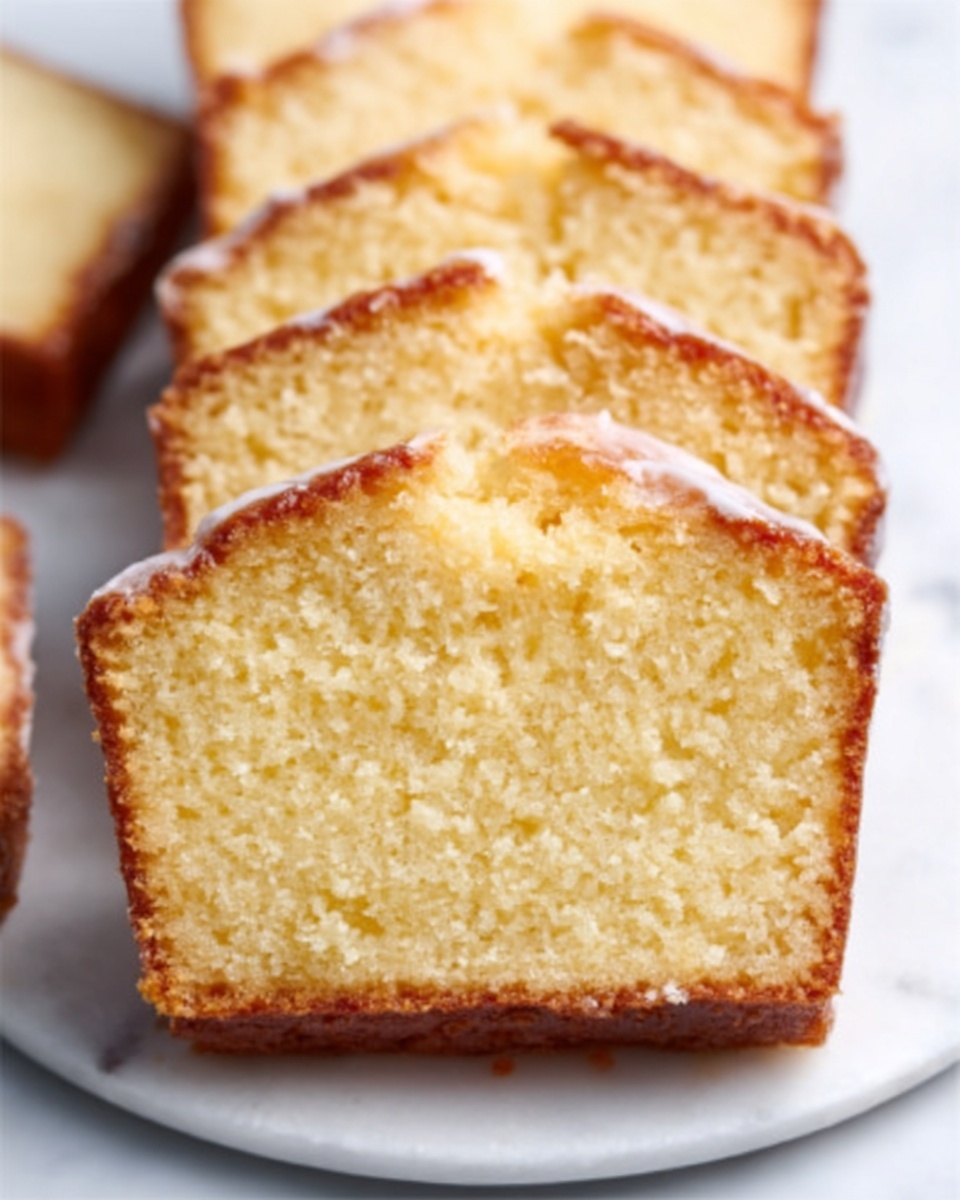 A whole, uncut lemon pound cake resting on a large, pristine white ceramic platter, its golden-brown crust perfectly baked with a smooth, glossy white glaze drizzling delicately down the sides, the entire loaf capturing an inviting, dense yet tender crumb texture visible through the shining glaze, the setting styled with natural light casting soft shadows on a white marble kitchen countertop, evoking an elegant and mouth-watering presentation ideal for a gourmet food magazine shot, with an emphasis on the cake’s rich color and subtle citrusy charm. REALISTIC STYLE IMAGE| TAGS: High-end food photography, clean composition, dramatic lighting, luxurious, elegant, mouth-watering, indulgent, gourmet | CAMERA: Nikon Z7 | FOCAL LENGTH: 50mm | SHOT TYPE: Close-up | COMPOSITION: 3/4 angle | LIGHTING: Soft directional light | PRODUCTION: Food Stylist | TIME: Daytime I LOCATION TYPE: Kitchen near windows --stylize 150 --ar 4:5