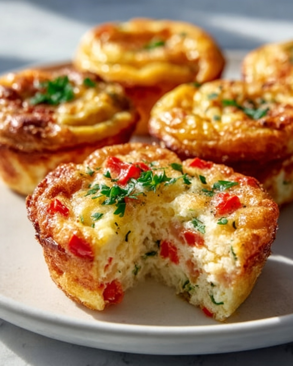 Crustless Mini Quiches Recipe 6 A pristine white oval ceramic serving tray showcasing a generous batch of colorful mini egg muffins, each perfectly puffed with vibrant diced bell peppers, fresh herbs, and melted cheese on top, arranged neatly in rows to display their golden-baked tops and fluffy interiors, placed on a white marble kitchen countertop bathed in natural soft directional daylight, styled for a high-end food magazine with an elegant and mouth-watering presentation. REALISTIC STYLE IMAGE| TAGS: High-end food photography, clean composition, dramatic lighting, luxurious, elegant, mouth-watering, indulgent, gourmet | CAMERA: Nikon Z7 | FOCAL LENGTH: 50mm | SHOT TYPE: Close-up | COMPOSITION: 3/4 angle | LIGHTING: Soft directional light | PRODUCTION: Food Stylist | TIME: Daytime I LOCATION TYPE: Kitchen near windows --stylize 150 --ar 4:5