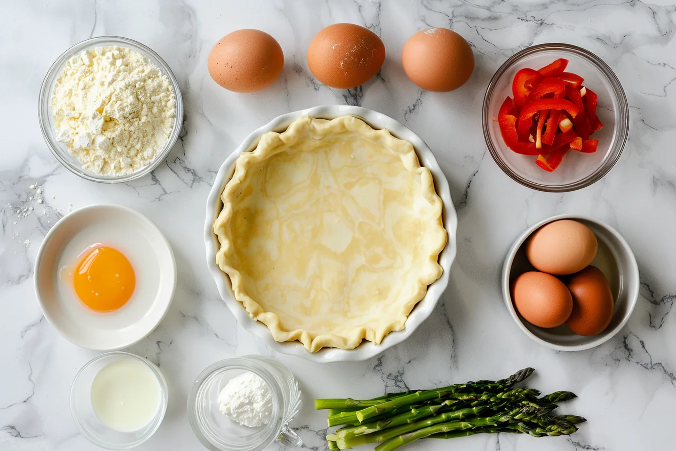 Spring Vegetable Quiche Recipe 5 Single white plate featuring a gracefully sliced portion of savory vegetable quiche, showcasing a flaky golden crust and vibrant, colorful interior layers of cherry tomatoes, tender corn kernels, melted cheese, and fresh herb leaves. The quiche slice is angled to reveal the rich, creamy filling contrasted against the crisp pastry edge, garnished with a sprig of fresh basil on top. The plate rests on a pristine white marble surface illuminated by soft, natural daylight streaming through nearby kitchen windows, emphasizing the textures and inviting warmth of the dish. REALISTIC STYLE IMAGE| TAGS: High-end food photography, clean composition, dramatic lighting, luxurious, elegant, mouth-watering, indulgent, gourmet | CAMERA: Nikon Z7 | FOCAL LENGTH: 50mm | SHOT TYPE: Close-up | COMPOSITION: 3/4 angle | LIGHTING: Soft directional light | PRODUCTION: Food Stylist | TIME: Daytime I LOCATION TYPE: Kitchen near windows --stylize 150 --ar 4:5