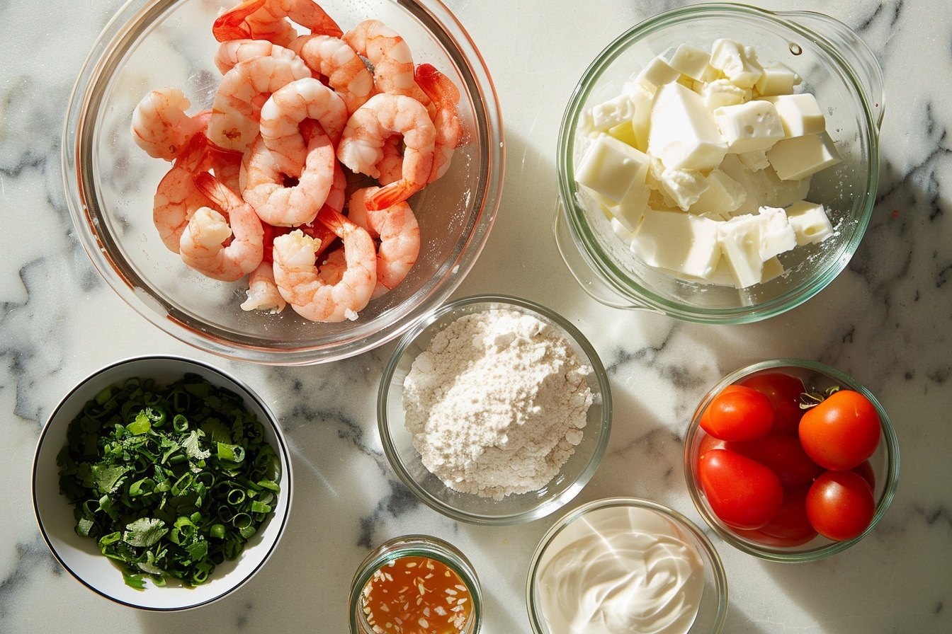 Single white plate with a close-up view of a serving of three golden-brown grilled shrimp, glistening with a light buttery glaze, seasoned with visible black pepper flakes and sprinkled with finely chopped fresh parsley, revealing the tender juicy texture and slight charring on the shrimp edges, natural soft directional daylight highlighting the seafood’s glossy surface, styled elegantly on a white marble countertop, intimate food blog style plating, ready to eat portion. REALISTIC STYLE IMAGE| TAGS: High-end food photography, clean composition, dramatic lighting, luxurious, elegant, mouth-watering, indulgent, gourmet | CAMERA: Nikon Z7 | FOCAL LENGTH: 50mm | SHOT TYPE: Close-up | COMPOSITION: 3/4 angle | LIGHTING: Soft directional light | PRODUCTION: Food Stylist | TIME: Daytime I LOCATION TYPE: Kitchen near windows --stylize 150 --ar 4:5