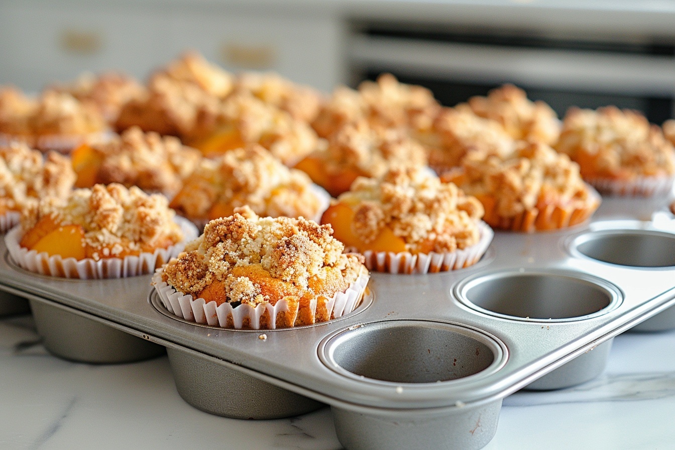 Classic Bakery-Style Peach Muffins with Cream Cheese Streusel Recipe