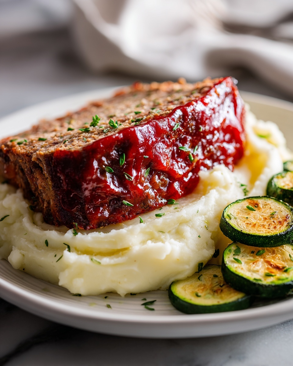A full-size, whole meatloaf freshly baked in a rectangular white ceramic baking dish, topped with a glossy, rich tomato glaze and sprinkled with chopped parsley, showcasing the entire loaf's textured surface and vibrant color, placed on a white marble kitchen countertop, styled with soft natural daylight coming from nearby windows, presented as a luxurious, mouth-watering gourmet centerpiece. REALISTIC STYLE IMAGE| TAGS: High-end food photography, clean composition, dramatic lighting, luxurious, elegant, mouth-watering, indulgent, gourmet | CAMERA: Nikon Z7 | FOCAL LENGTH: 50mm | SHOT TYPE: Close-up | COMPOSITION: 3/4 angle | LIGHTING: Soft directional light | PRODUCTION: Food Stylist | TIME: Daytime I LOCATION TYPE: Kitchen near windows --stylize 150 --ar 4:5