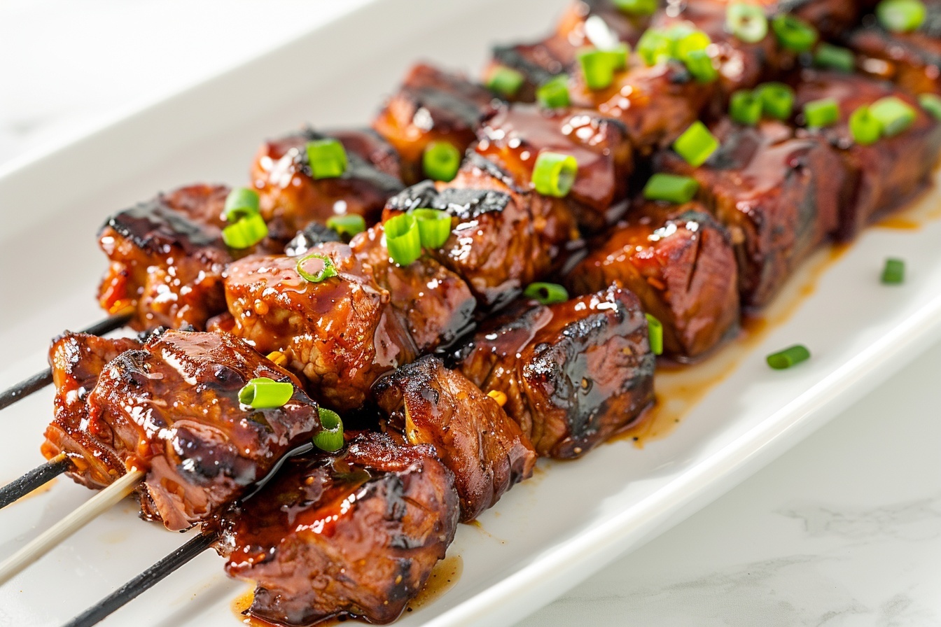 Memorial Day Grilled Honey Sriracha Steak Skewers Recipe