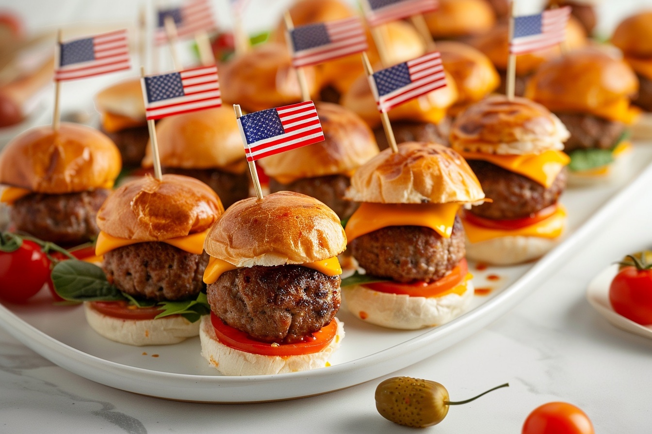 Mini Cheeseburger Skewers with “Flag” Picks Recipe