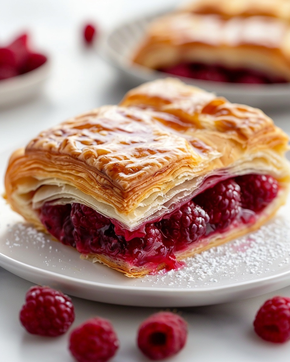 Jam Donut Focaccia: A Sweet and Savory Breakfast Treat Recipe 6 A full rectangular white ceramic baking dish filled with a golden-brown raspberry Danish featuring plump, juicy raspberries evenly embedded in the glossy, flaky pastry dough. The entire baked Danish glistens under natural light, with a delicate sugar glaze coating that enhances the rich texture and warmth of the dough. The dish is styled on a white marble kitchen countertop, capturing the complete, uncut pastry in a professional 3/4 angle shot that highlights its inviting, buttery layers and vibrant fruit. REALISTIC STYLE IMAGE| TAGS: High-end food photography, clean composition, dramatic lighting, luxurious, elegant, mouth-watering, indulgent, gourmet | CAMERA: Nikon Z7 | FOCAL LENGTH: 50mm | SHOT TYPE: Close-up | COMPOSITION: 3/4 angle | LIGHTING: Soft directional light | PRODUCTION: Food Stylist | TIME: Daytime I LOCATION TYPE: Kitchen near windows --stylize 150 --ar 4:5