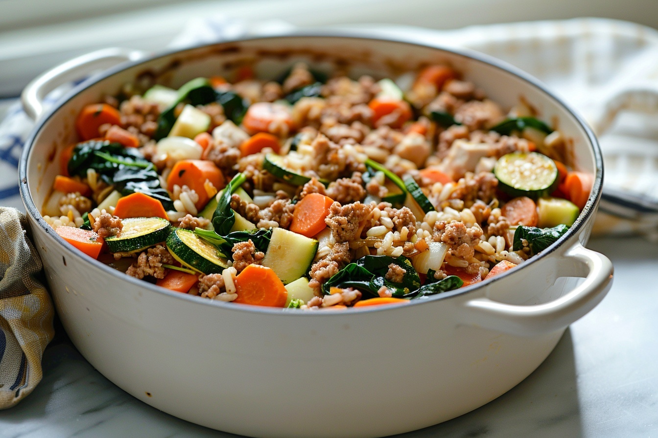 Homemade Healthy Dog Food Recipe with Chicken, Vegetables, and Brown Rice Recipe
