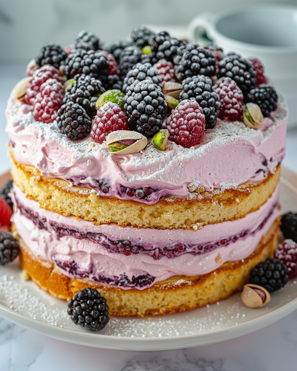 Pistachio and Blackberry Olive Oil Cake Recipe