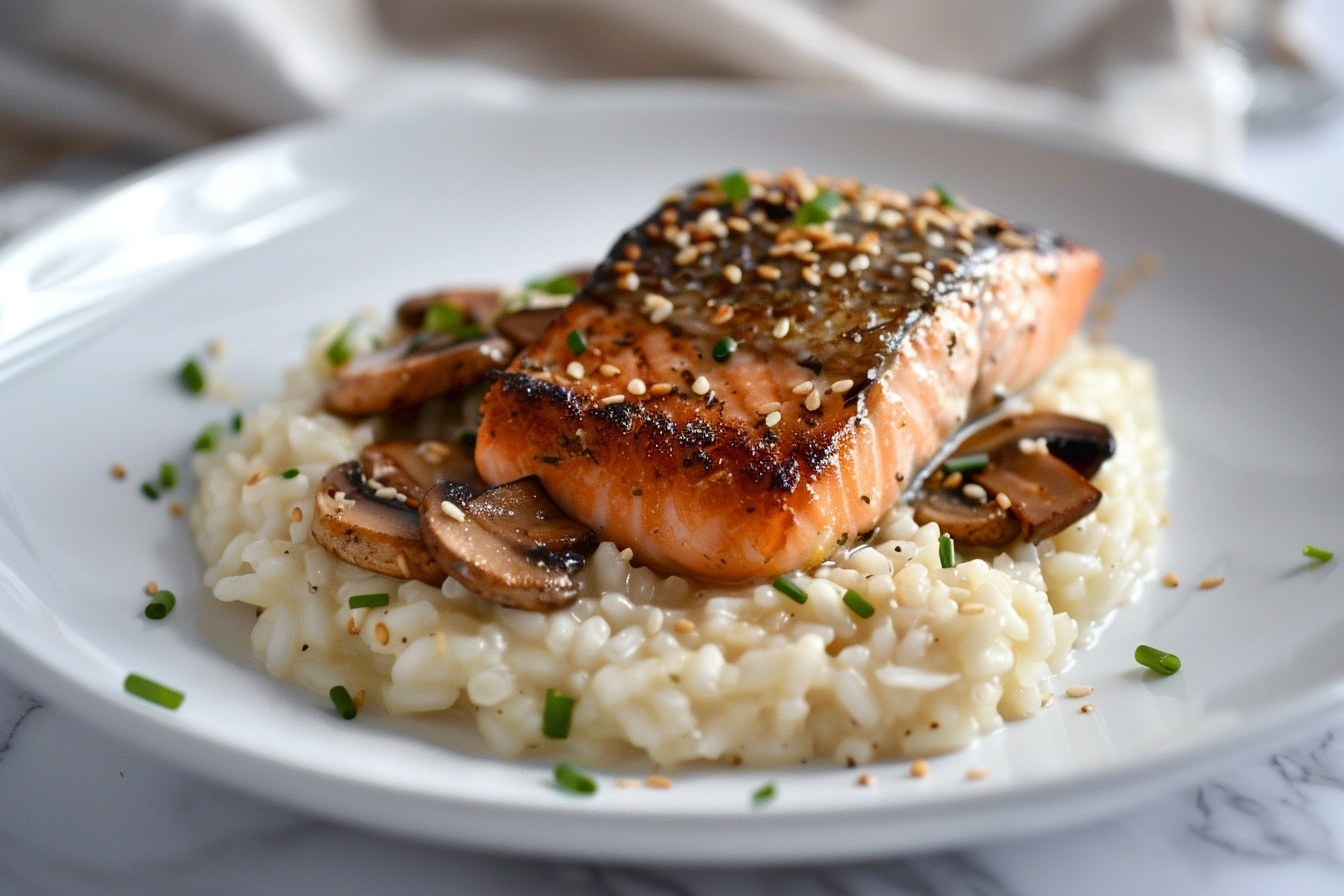 Japanese-Style Risotto with Seared Salmon Recipe