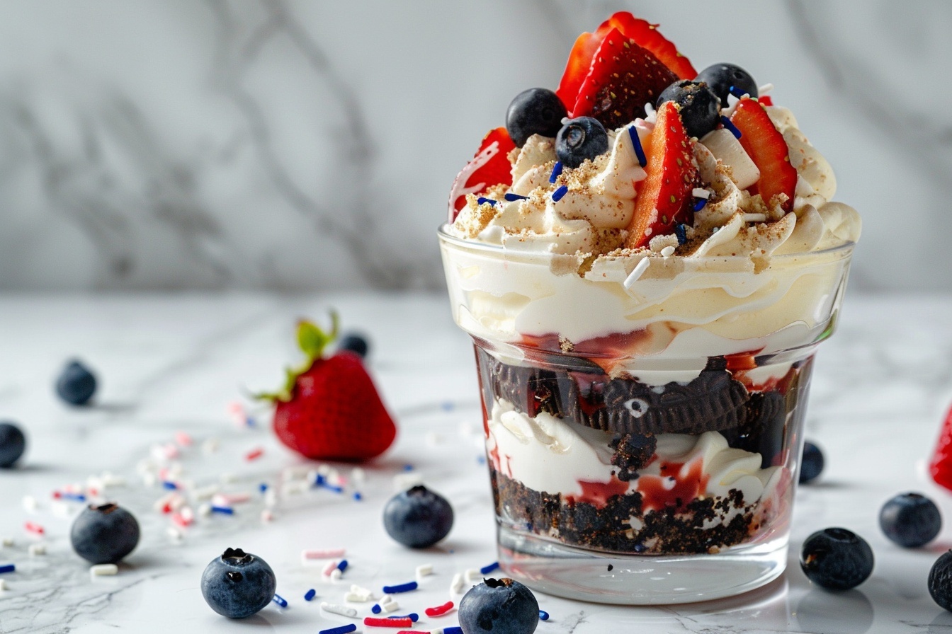 No-Bake Patriotic Oreo Dirt Cups: Easy 4th of July Dessert Recipe - Recipe Image