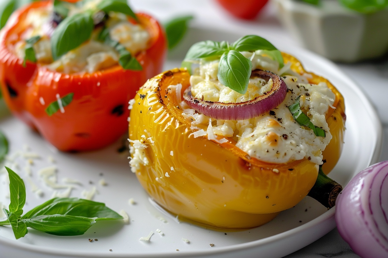 Roasted Goat Cheese Stuffed Mini Bell Peppers Recipe 6 Roasted Goat Cheese Stuffed Mini Bell Peppers
