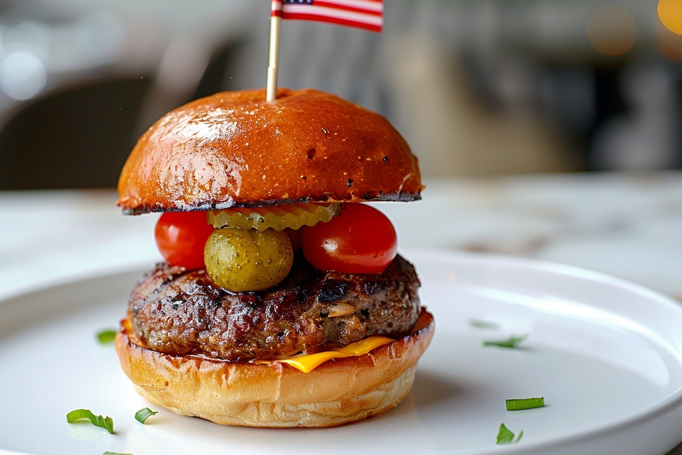 Mini Cheeseburger Skewers with “Flag” Picks