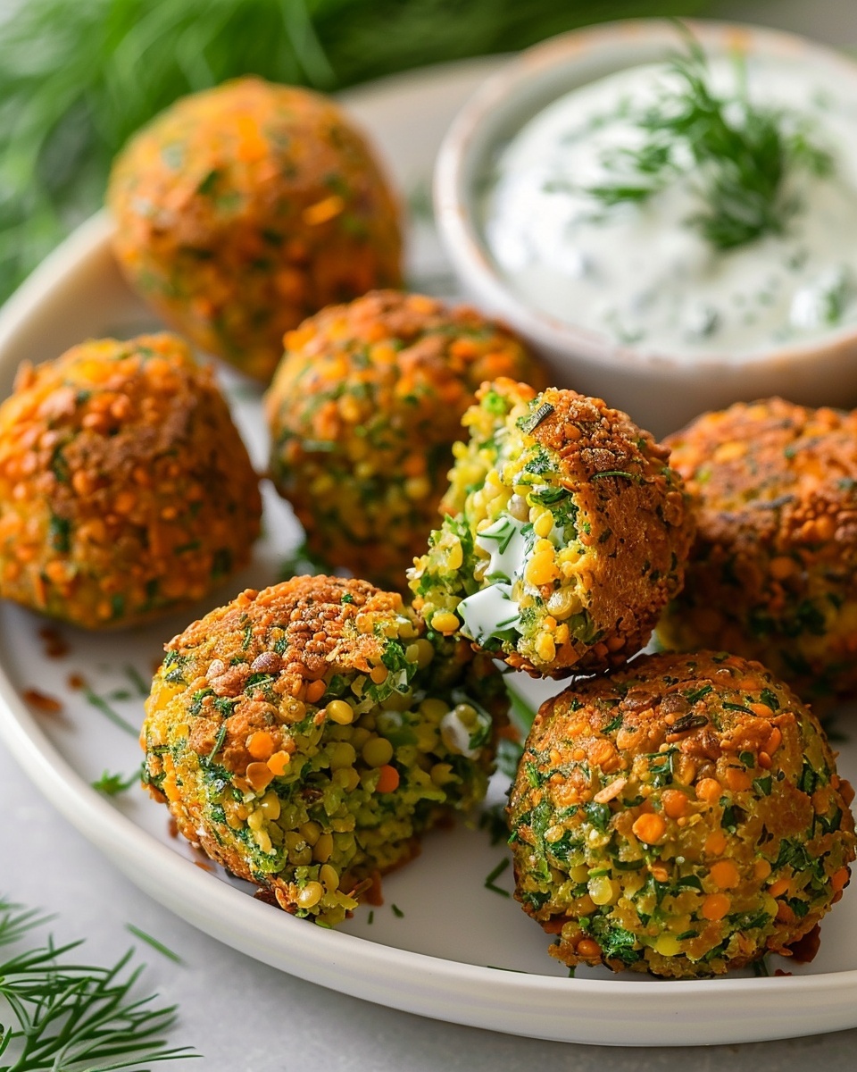 Baked Greek Lentil Meatballs with Tzatziki Recipe